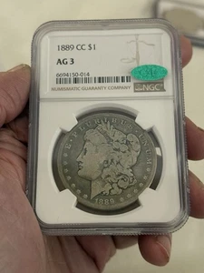 1889-CC $1 Morgan Silver Dollar NGC AG3 CAC Coin Carson City Key Date - Picture 1 of 4