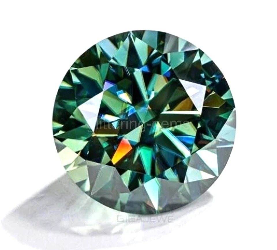 1Ct Lab-Grown CVD Diamond Round Cut Green Color Loose VVS1 Clarity Certified 29S - Image 1 of 4