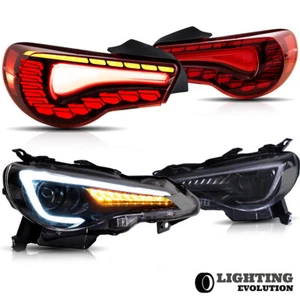 For Toyota 86 Subaru BRZ Scion FR-S LED Headlights+Red Lens Tail Lights 2 Pairs - Picture 1 of 24