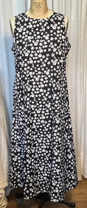Hekka Womens Sleeveless Blk /White Flower Print Maxi Dress Sz XL NWT - Picture 1 of 8