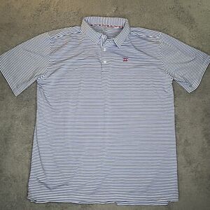 Bald Head Blues Performance Stretch Golf Shirt Polo 2XL Blue & White Stripes