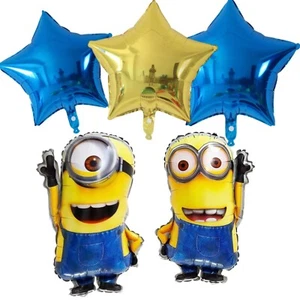 (Paquete de 5) Globo Fiesta Minion Kevin, Stuart & Bob Minions Lámina Mylar Decoración - Imagen 1 de 5