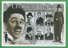 Charlie Chaplin Commémorant 25 Ans Souvenir Tampon Feuille #2589 Antigua E67