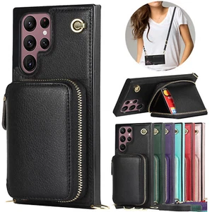 For Samsung Galaxy S23 Ultra S22+ Note20 Magnetic Leather Zipper Wallet Bag Case - Picture 1 of 78