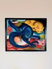 Hand Painted Reproduction Of Two Cats By Franz Marc
