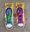 NWT M&M's World Shoelaces Red Pastel Lentils & Big Face Green 