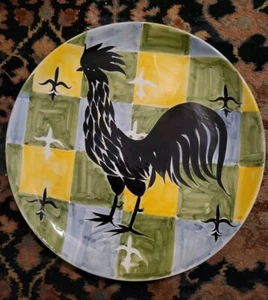 Gallo Italiano 13 3/4" Plato Pintado a Mano Decoración Colgante de Pared - Imagen 1 de 4