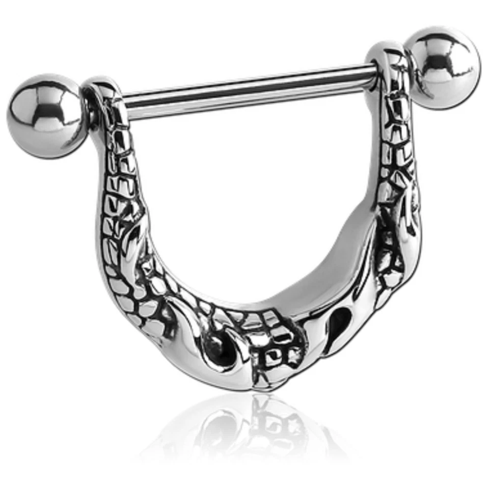 Piercing Nippel Brust Steigbügel Intimpiercing Brustpiercing Flammen Drachenhaut - Bild 1 von 1