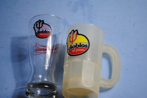El Paso Diablos Vintage Budweiser Beer glass and El Paso Herald Post plastic mug Cover