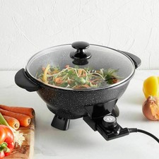 Non Stick Cool Touch Handle 4 Heat Setting 5L Kitchen Electric Wok Fry Sizzle UK