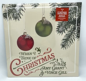 AMY GRANT & VINCE GILL When I Think of Christmas OLIVE GREEN VINYL NEW Sealed LP - Picture 1 of 3