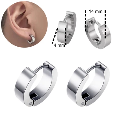 Orecchini uomo in acciaio inox argento cerchi pirata cerchietti donna punk rock - Immagine 1 di 4