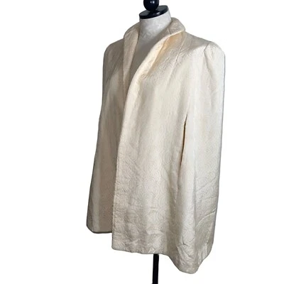 Sangers Capelet Feminino Vintage Tamanho Médio Creme Seda Acolchoada Forrada Frente Aberta - Imagem 1 de 4