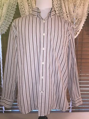 Camisa para Hombres En muy buen estado Madison XL Extra Grande Marrón/Borgoña/Marfil Rayas Puño Abatible Foto 1 de 4