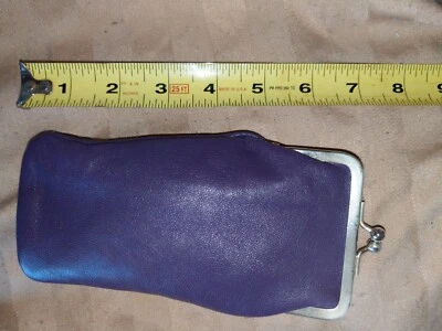 Nuevo estuche vintage de cuero italiano Firenze Fiocchi púrpura con cierre Foto 1 de 2