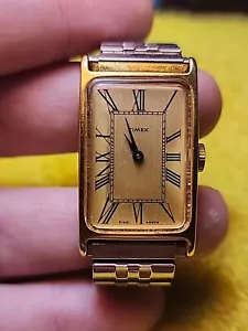 Timex Tank 51621 02376 Römische Ziffern Herrenuhr 1976 Vintage goldfarben - Bild 1 von 15