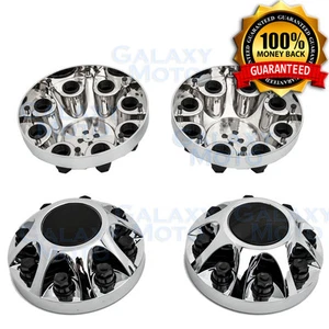 08-10 Chevy Silverado DUALLY Chrome 17" 2x Front Wheel Center Hub Cap Cover - Picture 1 of 2