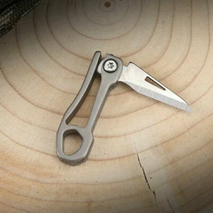 Mini Pocket Knife TC4 Titanium Folding Pendant Kitchen Cleaver Blade Cutter Tool - Picture 1 of 12