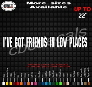 I've Got Friends In Low Places  Vinyl Decal Stickers - Picture 1 of 1