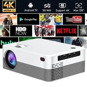Smart Android Projector 4K UHD Portable WiFi Home Cinema Theater Bluetooth Movie - Picture 1 of 14