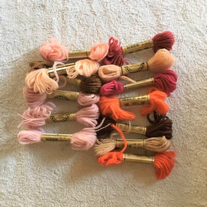Mixed Lot 13 8 YD Skeins Paternayan Persian Wool Yarn Brown Orange Pink Tan - Picture 1 of 5