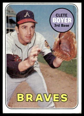 1969 Topps #489 Clete Boyer Atlanta Braves baja calidad Foto 1 de 2