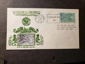 Submarine USS SEA OWL SS-405 Naval Cover 1954 PHOTO Cachet New London, CT - Picture 1 of 2