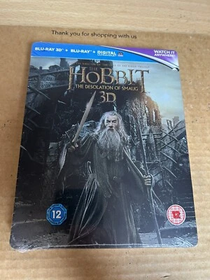 The Hobbit Desolation of Smaug 2D + 3D U.K Blu ray Steelbook NEW & SEALED - Image 1 of 4