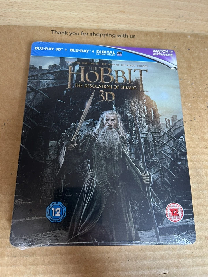 The Hobbit Desolation of Smaug 2D + 3D U.K Blu ray Steelbook NEW & SEALED - Image 1 of 4