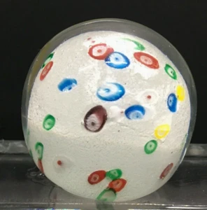 Millefiori Translucent Snowy Art Glas Briefbeschwerer Vintage Kristall - Bild 1 von 6