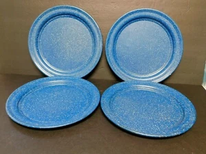 Speiseteller Bauernhaus/Camping/Hütte blau gesprenkelt (4 Vintage) 10" Ex. Cond. - Bild 1 von 5