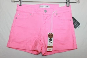 Celebrity Pink Girls Neon Pink Mid-Rise Stretch Cuffed Shorts Size 12 NWT - Picture 1 of 6