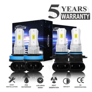 4X H11+9005 LED Headlight High Low Beam Light Kit Combo 10000K Bulbs Xenon White - Picture 1 of 18