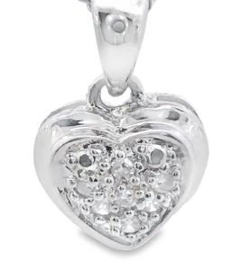 Diamond Set Heart Pendant 9ct White Gold - Picture 1 of 13