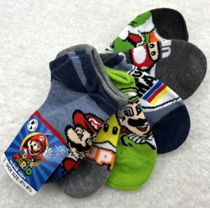 Super Mario Bros Boy's No Show Socks Small Size 4.5-8.5 Colorful Graphic 6-Pair - Picture 1 of 12