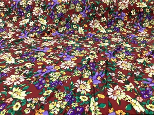 Printed Rayon Spandex 4 way Stretch Apparel Fabric Red Green Purple Floral G303 - Picture 1 of 1