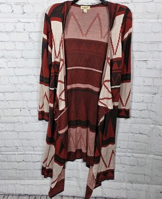 Cárdigan occidental One World para mujer 1X Plus marrón rojo capucha de campo azteca T12-14 Foto 1 de 4