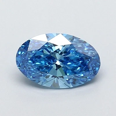 Oval Shap 1.08 Ct Lab IGI Certifide Diamond Fancy Vivid Blue VS1 For Ring - Image 1 of 4