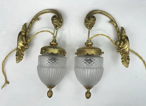RESTAURIERTES Paar antike Vintage Wandleuchter Art Deco Rokoko viktorianisch französisch verziert - Bild 1 von 23
