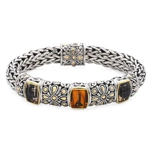 John Hardy 18k and Sterling Silver Citrine and Smoky Quartz Bracelet - Picture 1 of 5