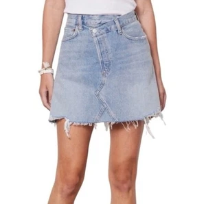 AGOLDE Criss Cross Organic Cotton Distressed Denim Mini Skirt Size 25 - Picture 1 of 9