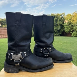 READ!! Milwaukee Boots 10.5 D Harness Motorcycle Black Leather MB410 Square Toe - Picture 1 of 22