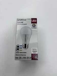 Satco S11773 LED 120V 14W =100W A19 Medium E26 CCT Selectable 3000K 4000K 5000K - Picture 1 of 2