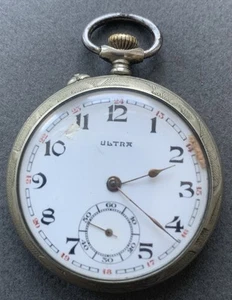 Large Working Vintage Pocket Watch Signed Dial Lovely Dial Case Design C.40s/50s - Picture 1 of 5