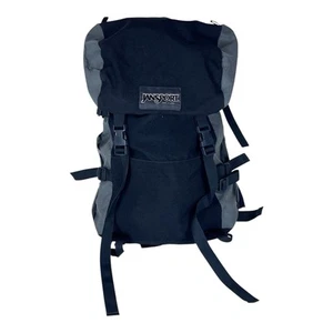 JanSport Made in USA🇺🇸 Zip Trail Hiking Backpack Black Vintage - Picture 1 of 9