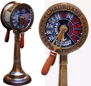 Antiguo telégrafo de barco de latón vintage sala de máquinas decorativo regalo coleccionable 21" - Imagen 1 de 10