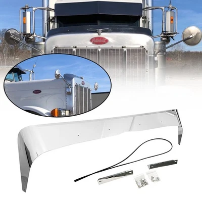New For Peterbilt 379 1987-2006 2007Hood Deflector Bug Deflector Stainless Steel Foto 1 de 4