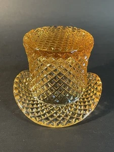 "Sombrero de vidrio ámbar soporte para palillo de dientes plato pequeño cuenco vintage sin marca 2,5""" - Imagen 1 de 16