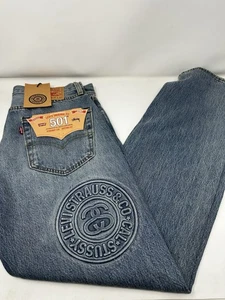 Stussy X Levi’s Jeans Embossed 501 New Ready To Ship Size 32 - Picture 1 of 3