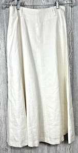Lord & Taylor Maxi Skirt Womens Size 8 Ivory Linen Swing Flowy Long Vintage Boho - Picture 1 of 14